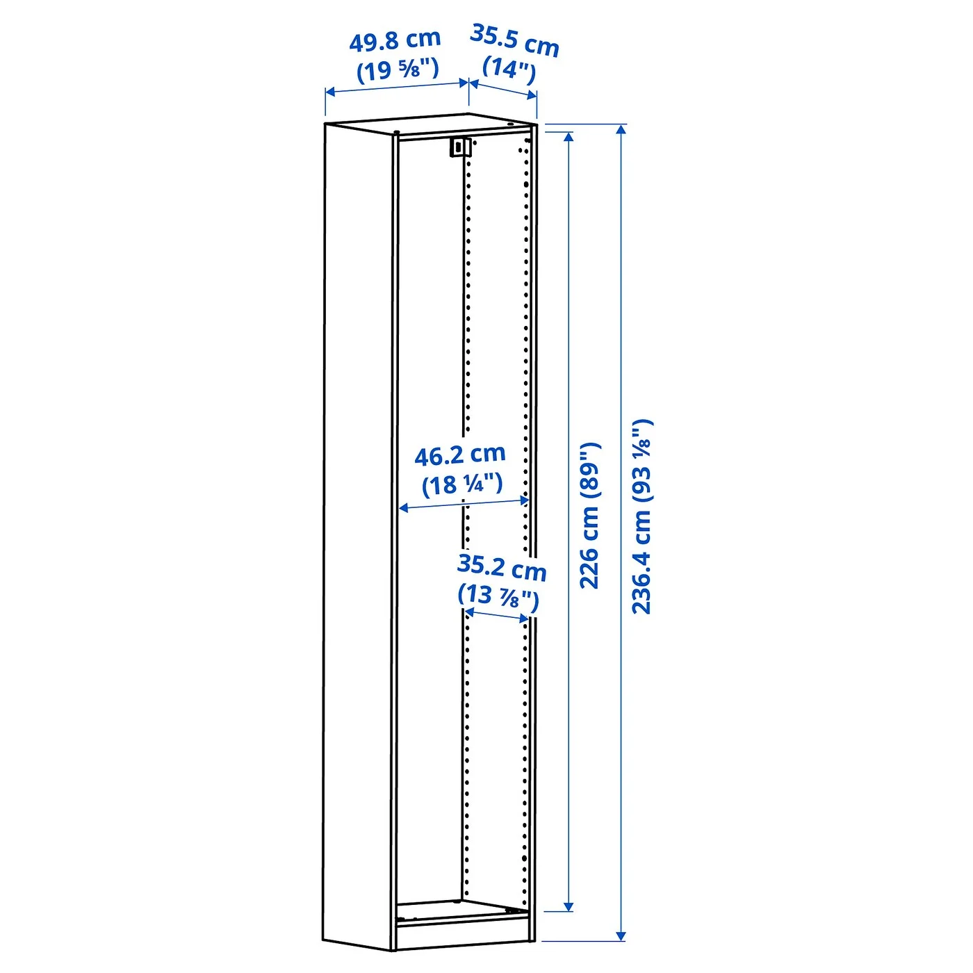 IKEA PAX Wardrobe frame, white Size 50x35x236 cm