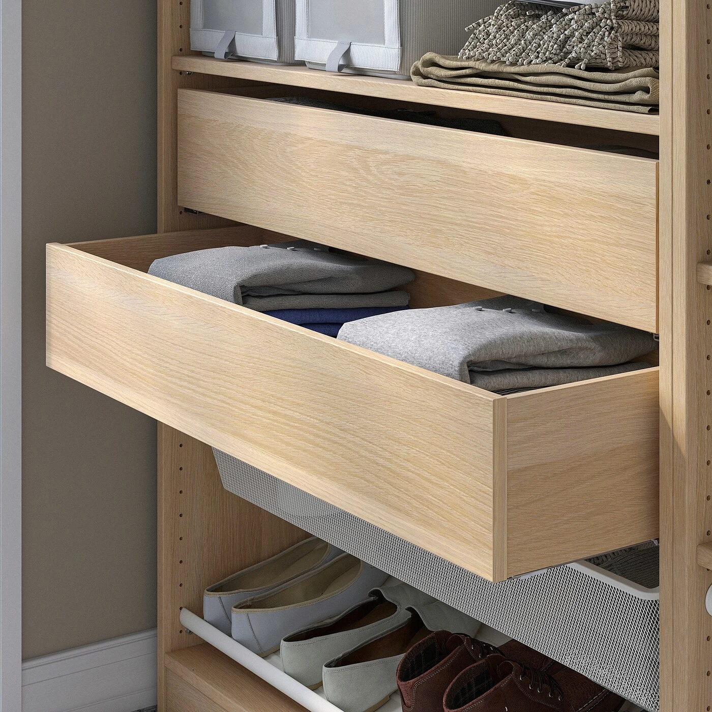 IKEA KOMPLEMENT Drawer 100x35cm White stained oak effect