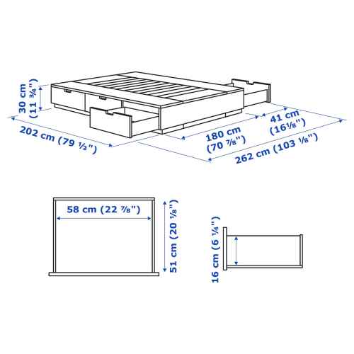 IKEA NORDLI Super King Bed Base with storage