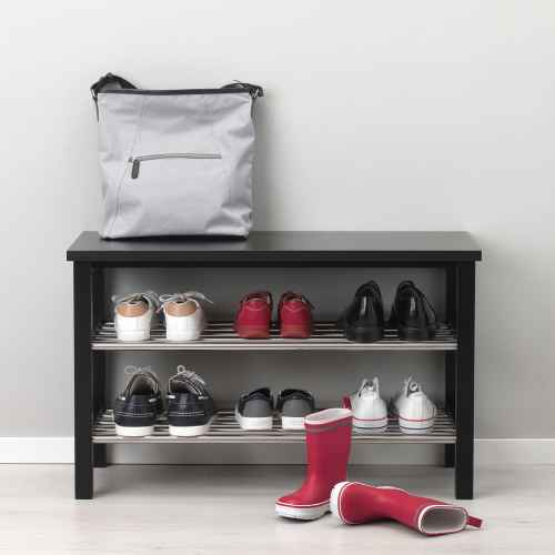 IKEA TJUSIG Bench with Shoe Storage 81x50cm Black