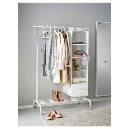 IKEA RIGGA Clothes Rack Adjustable Height 111x51x126/175cm, White