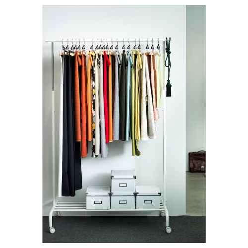 IKEA RIGGA Clothes Rack Adjustable Height 111x51x126/175cm, White