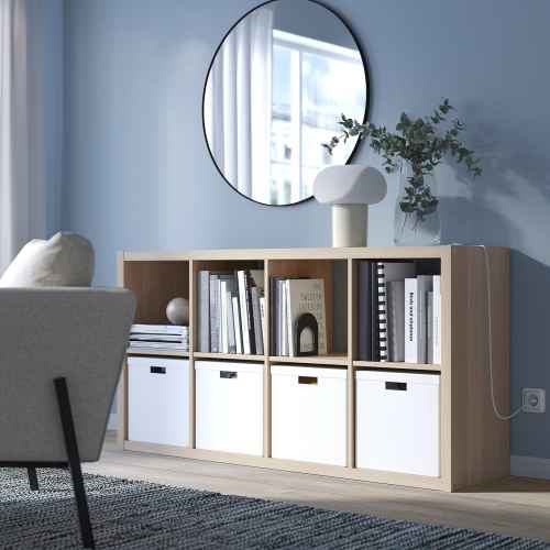 IKEA KALLAX Shelving unit 77x147cm White stained oak effect