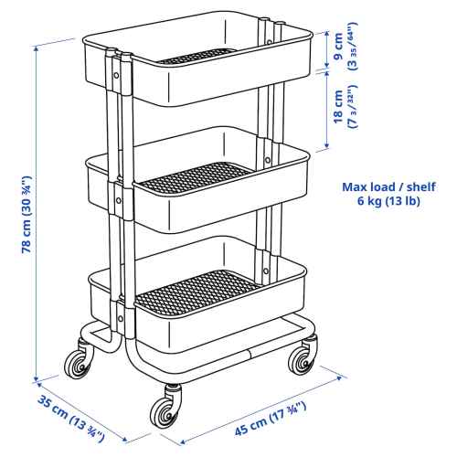 IKEA RASKOG Trolley 35x45x78cm White