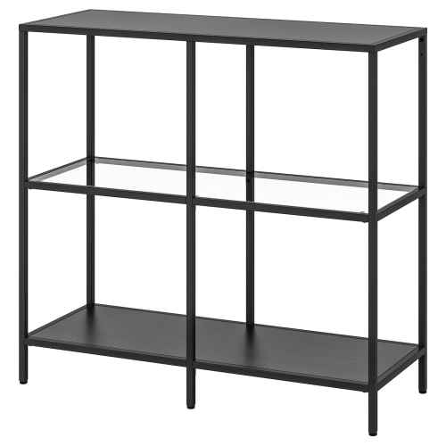 IKEA VITTSJO Shelving unit 100x93cm Black-brown, Glass