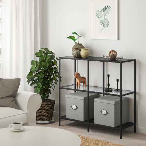 IKEA VITTSJO Shelving unit 100x93cm Black-brown, Glass