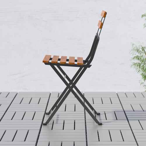 IKEA TARNO Chair Outdoor, foldable black, Steel grey-brown stained