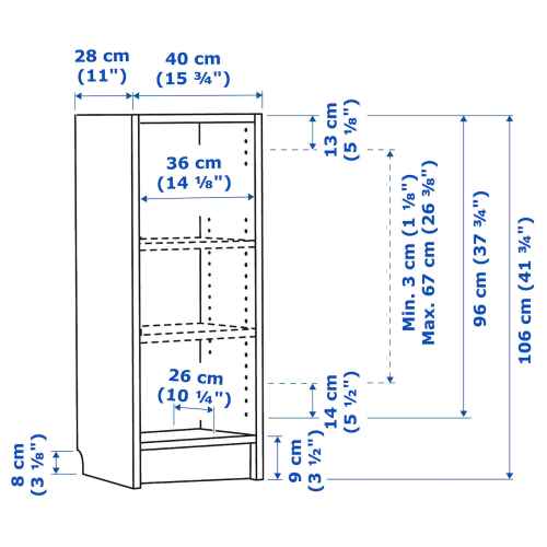 IKEA BILLY Bookcase 40x28x106cm White