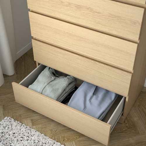 IKEA MALM Chest of 6 Drawers 80x123cm White stained oak veneer