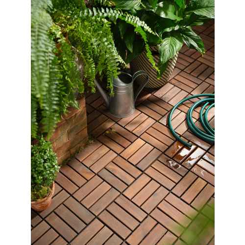 IKEA RUNNEN Floor decking 0.81m2, Outdoor, Brown stained