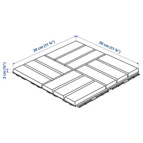 IKEA RUNNEN Floor decking 0.81m2, Outdoor, Brown stained