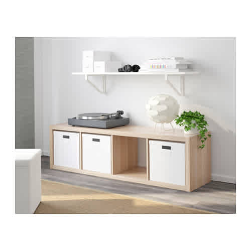 IKEA KALLAX Shelving Unit 42x147cm White stained oak effect