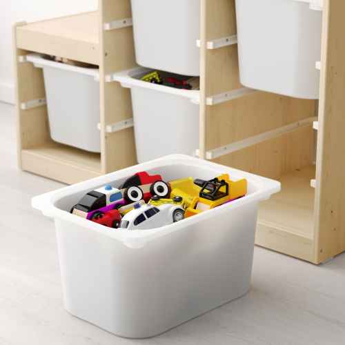 IKEA TROFAST Storage Combination with Boxes 99x44x91cm, Light White Stained Pine, White