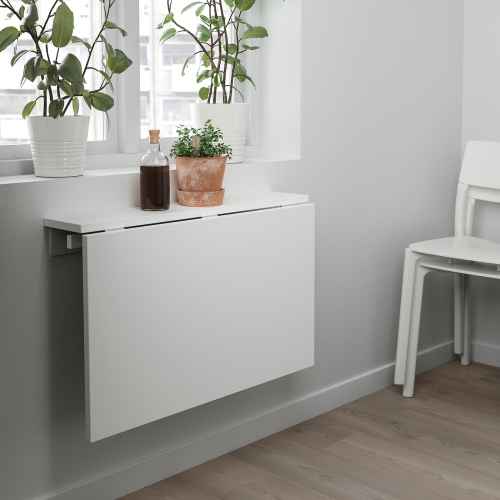 IKEA NORBERG Wall-mounted Drop-leaf Table 74x60cm, White