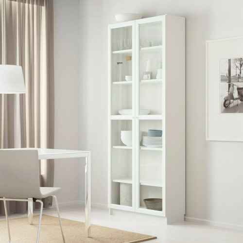 IKEA BILLY/OXBERG Bookcase With Glass Door, 80x30x202cm, White