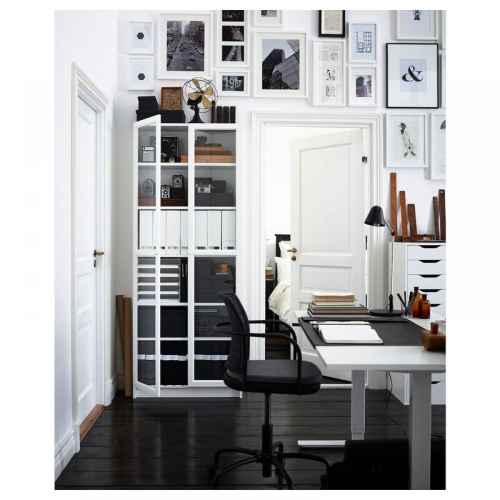 IKEA BILLY Bookcase with Glass Doors 80x30x202cm, White