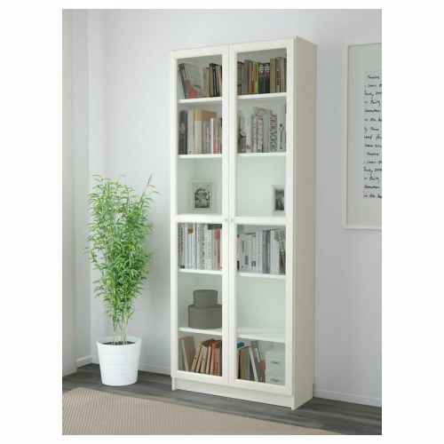 IKEA BILLY/OXBERG Bookcase With Glass Door, 80x30x202cm, White