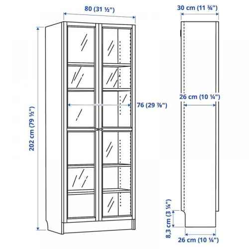 IKEA BILLY / OXBERG Bookcase 80x202x28cm, White