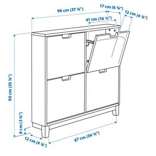 IKEA STALL Shoe cabinet with 4 compartments 96x90cm White