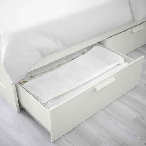 IKEA BRIMNES Bed frame with storage 158x206cm, Queen, White