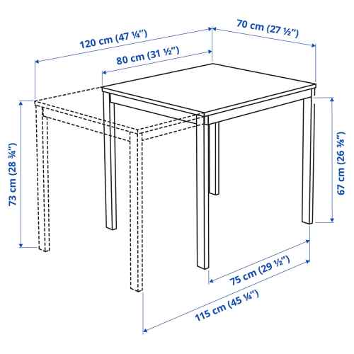 IKEA VANGSTA Extendable table 80/120x70cm White