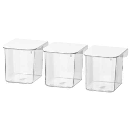 IKEA SKADIS Container with lid, White / 3 pack