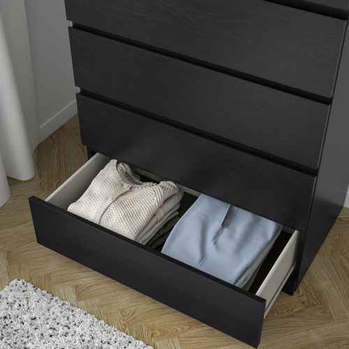 IKEA MALM Chest of 6 Drawers 80x123cm, Black-brown