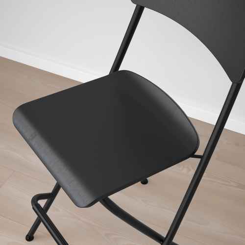 IKEA FRANKLIN Bar stool with backrest, Foldable 63cm Black