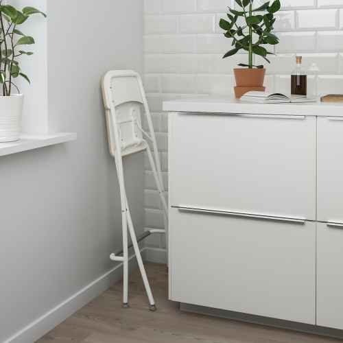 IKEA FRANKLIN Bar stool with backrest, Foldable 63cm White