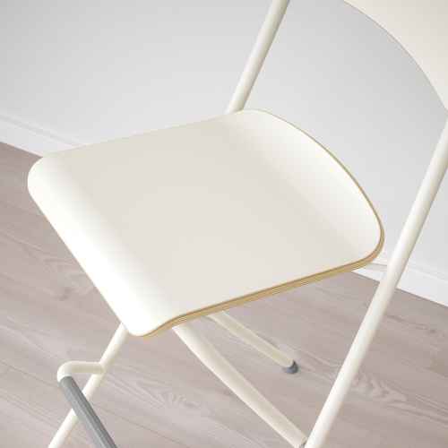 IKEA FRANKLIN Bar stool with backrest, Foldable  63cm White