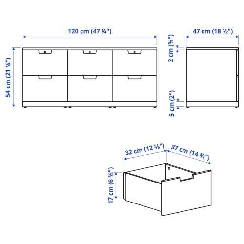 IKEA NORDLI Chest of 6 Drawers 120x54cm, White