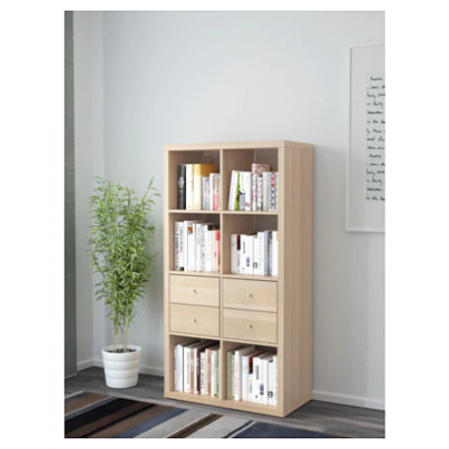 IKEA KALLAX Shelving unit with 2 inserts 147x77CM White Stained Oak Effect