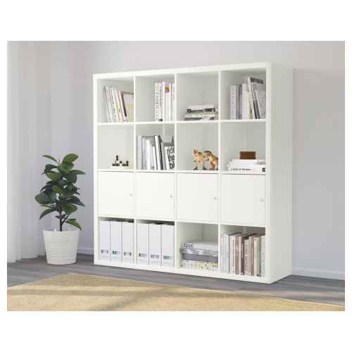 IKEA KALLAX Shelving unit with 4 inserts, 147x147CM White