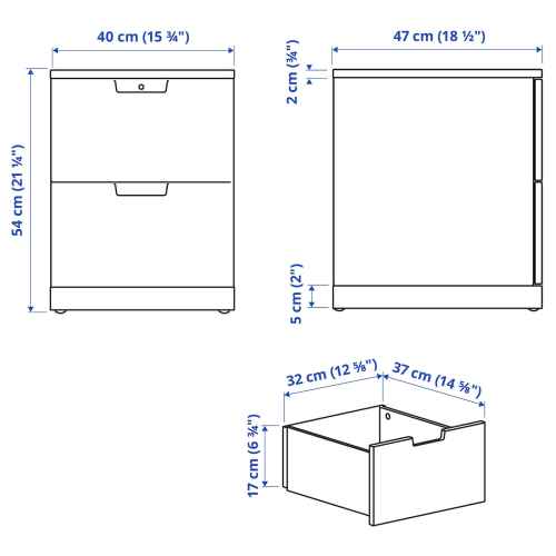 IKEA NORDLI Chest of 2 Drawers 40x54cm, White