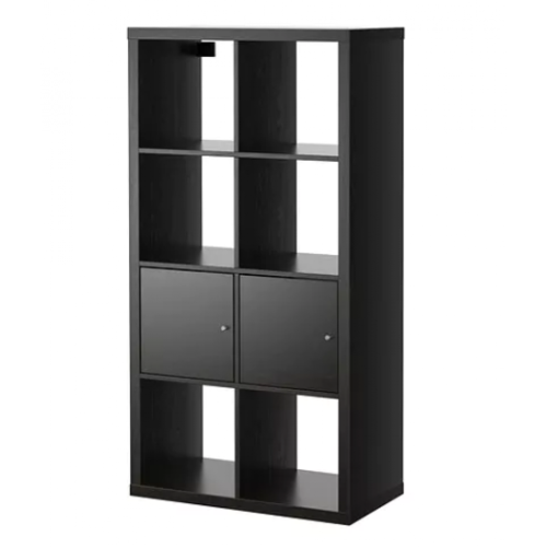 IKEA KALLAX Shelving unit with doors 77x147CM Black-Brown