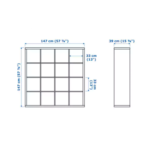 IKEA KALLAX Shelving unit with 8 inserts 147x147CM Black-brown