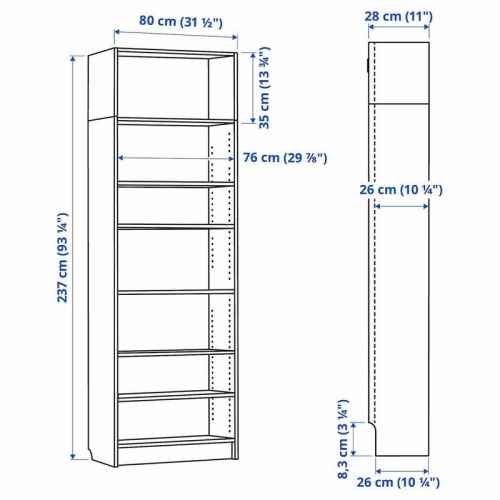 IKEA BILLY Bookcase 80x28x237CM White