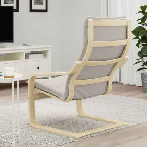 IKEA POANG Armchair 68x83x100cm, Birch Veneer, Knisa Light Beige