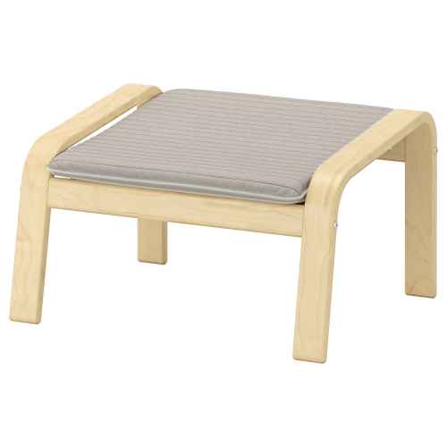 IKEA POANG Footstool, Birch Veneer, Knisa Light Beige