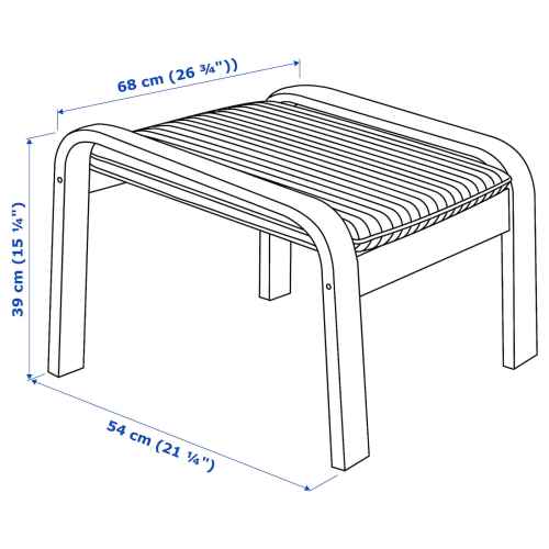 IKEA POANG Footstool, Birch Veneer, Knisa Light Beige