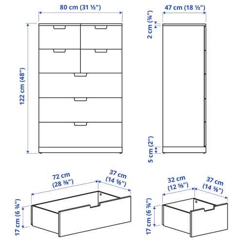 (Nordli Part)IKEA NORDLI Chest of 7 Drawers, 80x122CM, White