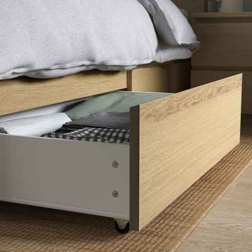 IKEA MALM Bed storage box, for high bed Frame 200cm/ 2 pack, White Stained Oak Veneer