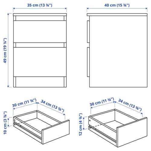 IKEA KULLEN Chest of 2 Drawers 35x49CM White