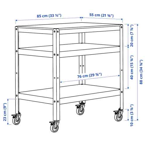 IKEA BROR Trolley 85x55CM Black, Pine Plywood