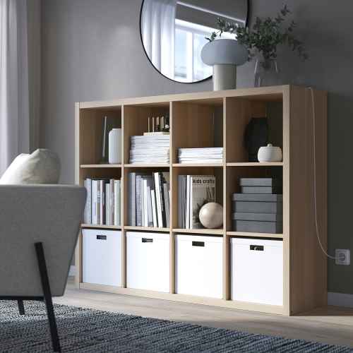 IKEA KALLAX Shelving unit 112x147cm White stained oak effect