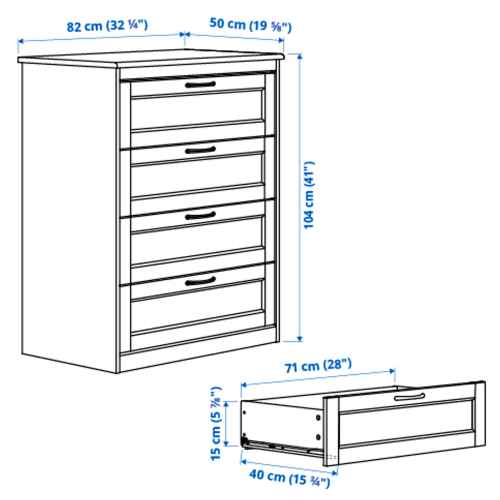 IKEA SONGESAND Chest of 4 Drawers 82x104CM White