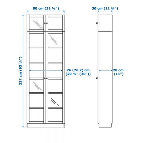 IKEA BILLY / OXBERG Bookcase 80x237x30cm White