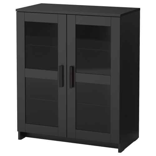 IKEA BRIMNES Cabinet with Doors, Glass 79x95CM Black