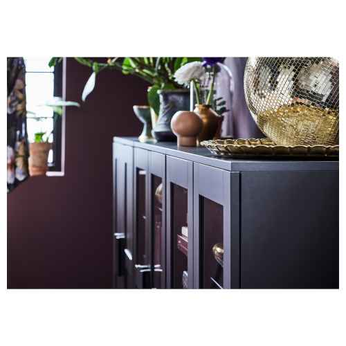 IKEA BRIMNES Cabinet with Doors, Glass 79x95CM Black