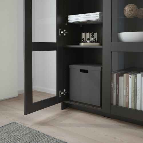 IKEA BRIMNES Cabinet with Doors, Glass 79x95CM Black